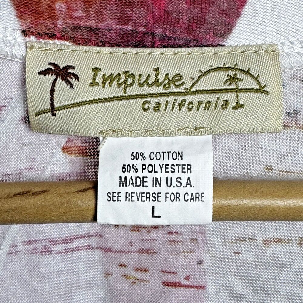 Impulse California Cardigan Large Multicolor Sheer Open Front Art Print USA - Picture 7 of 12